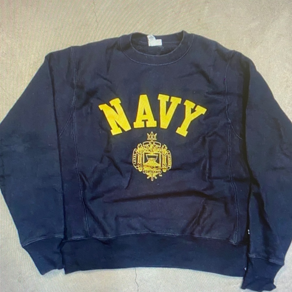 Champion Dark Blue Crewneck with Yellow Logo